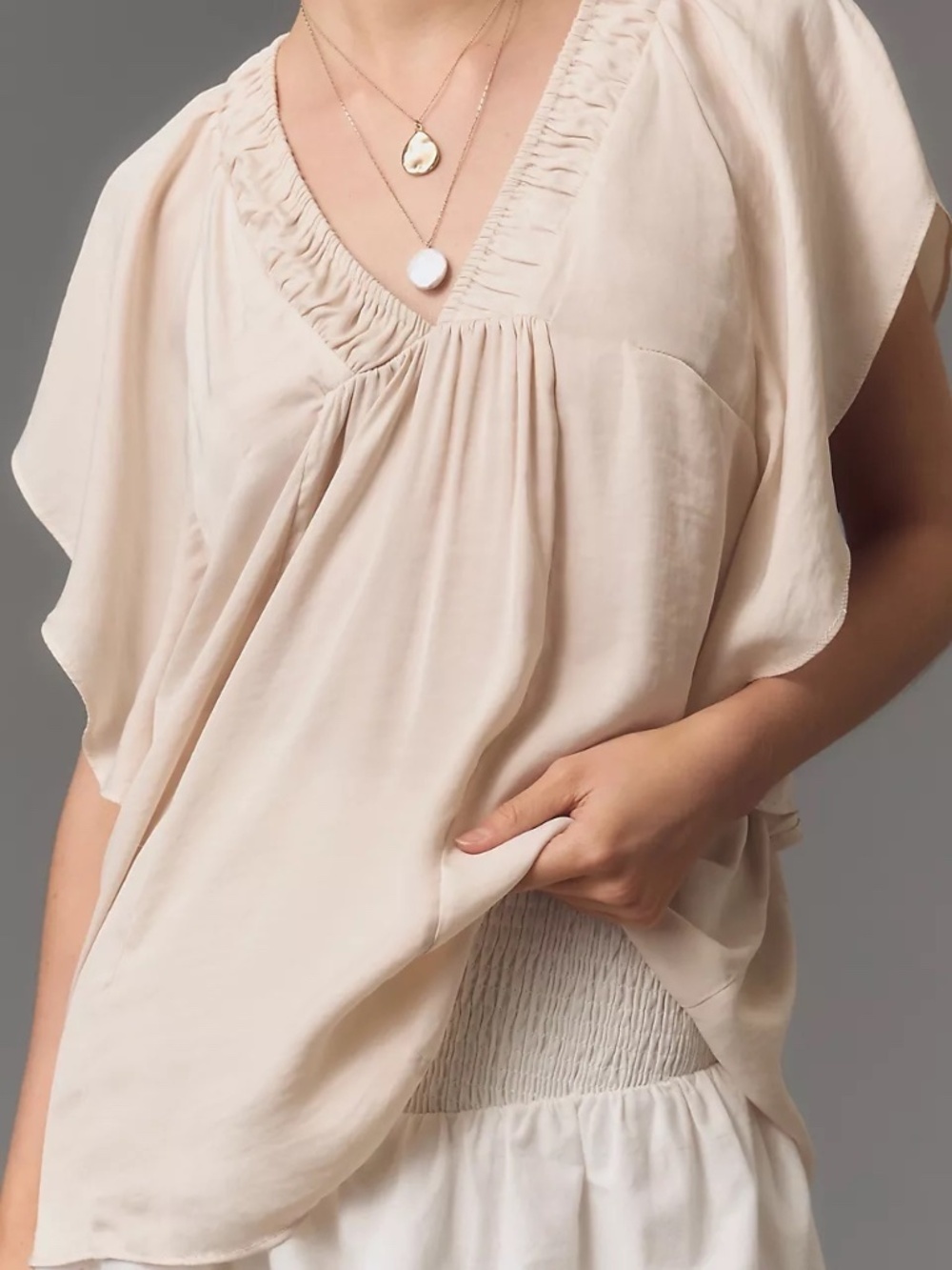 NWT Anthropologie Flutter-Sleeve Gathered Top Small - Picture 4 of 4